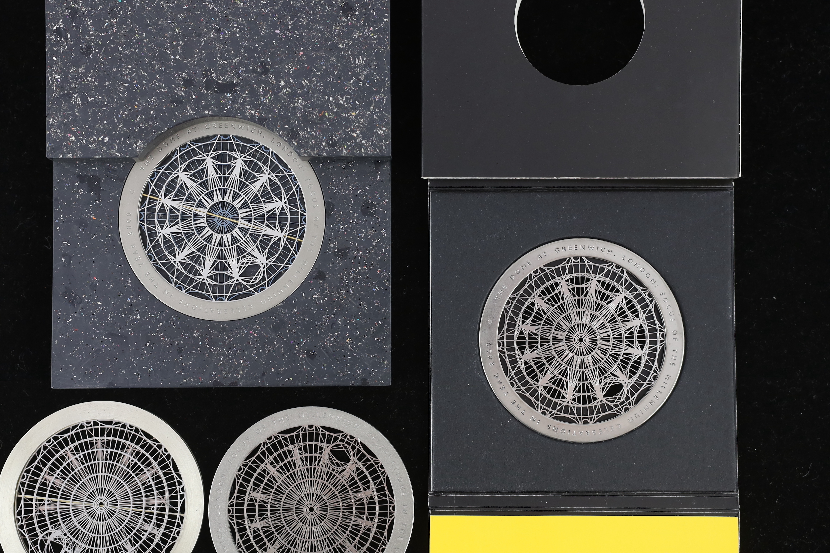 Wendy Ramshaw OBE (1939-2018) for NMEC, a rare prototype Millennium Dome VVIP medal, a prototype VIP Dome medal, a prototype crew Dome medal and packaging